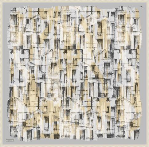 Armine Soyut Desenli Saf İpek Twill Eşarp 9350D 31