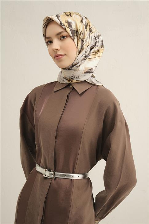 Armine Soyut Desenli Saf İpek Twill Eşarp 9350D 31
