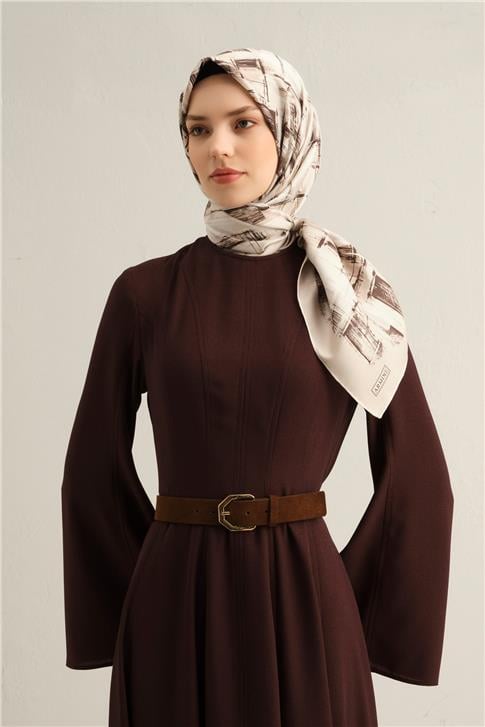 Armine Soyut Desenli Saf İpek Twill Eşarp 9350D 82