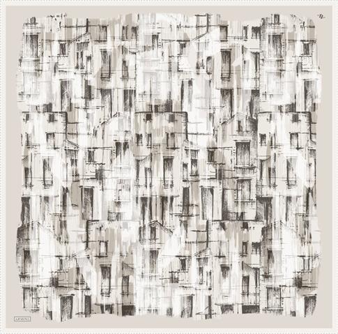 Armine Soyut Desenli Saf İpek Twill Eşarp 9350D 82