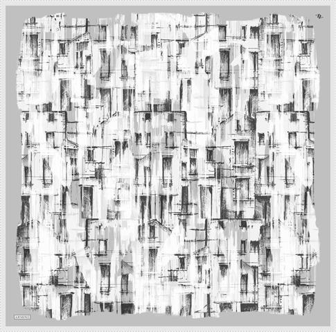 Armine Soyut Desenli Saf İpek Twill Eşarp 9350D 84