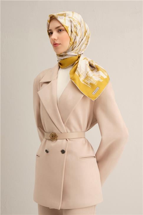 Armine Soyut Desenli Saf İpek Twill Eşarp 9350D 85