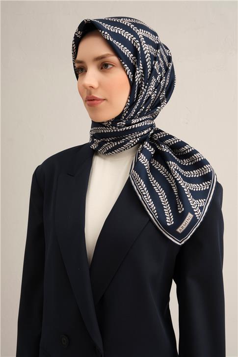 Armine Klasik Desenli Saf İpek Sura Eşarp 9351D 07