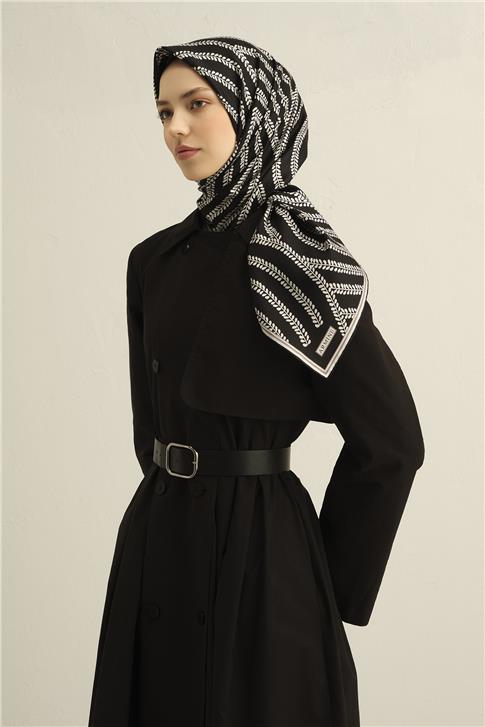 Armine Klasik Desenli Saf İpek Sura Eşarp 9351D 55