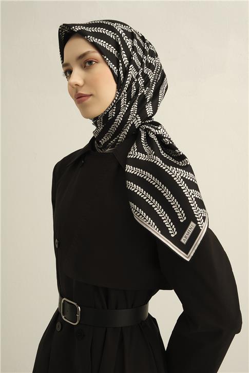 Armine Klasik Desenli Saf İpek Sura Eşarp 9351D 55
