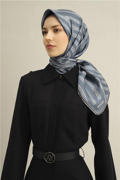 Armine Klasik Desenli Saf İpek Twill Eşarp 9351D 39