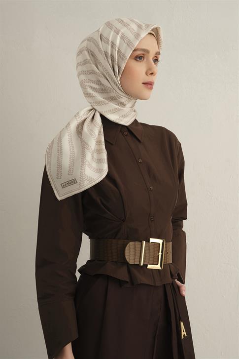 Armine Klasik Desenli Saf İpek Twill Eşarp 9351D 80