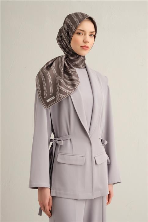 Armine Klasik Desenli Saf İpek Twill Eşarp 9351D 86