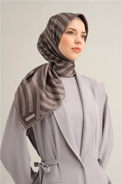 Armine Klasik Desenli Saf İpek Twill Eşarp 9351D 86