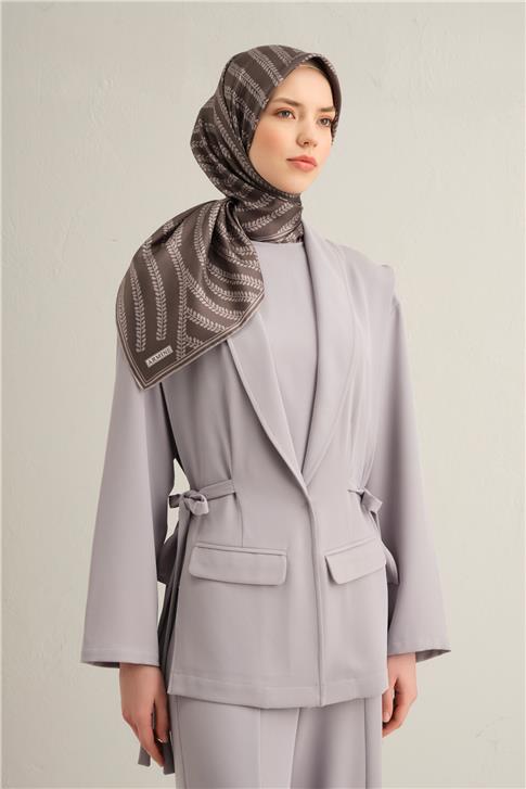 Armine Klasik Desenli Saf İpek Twill Eşarp 9351D 86