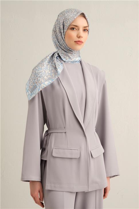 Armine Leopar Desenli Saf İpek Sura Eşarp 9352D 04