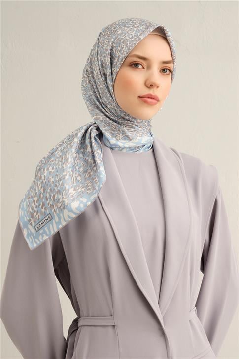 Armine Leopar Desenli Saf İpek Twill Eşarp 9352D 04