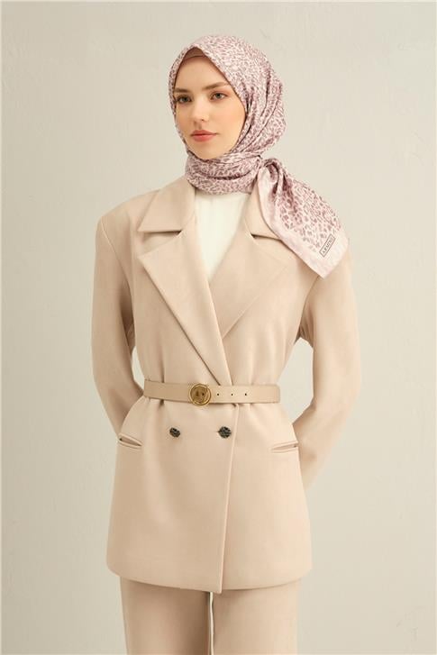 Armine Leopar Desenli Saf İpek Twill Eşarp 9352D 82