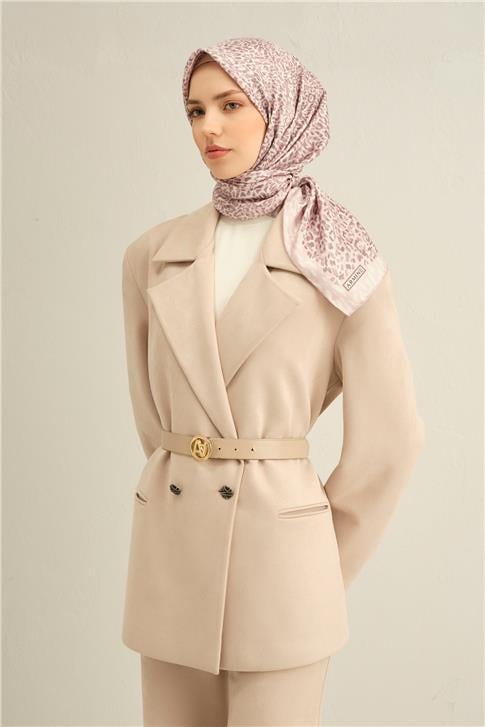 Armine Leopar Desenli Saf İpek Twill Eşarp 9352D 82
