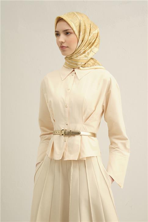 Armine Çiçek Desenli Saf İpek Twill Eşarp 9353D 35 