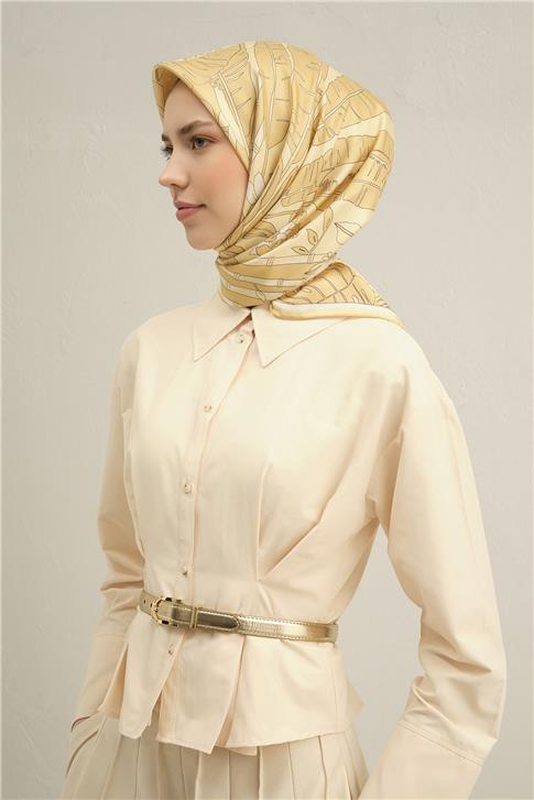 Armine Çiçek Desenli Saf İpek Twill Eşarp 9353D 35 