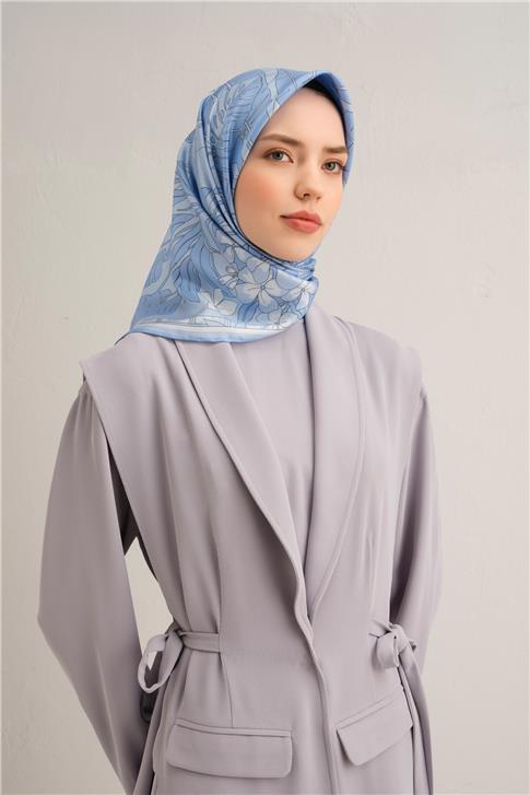 Armine Çiçek Desenli Saf İpek Twill Eşarp 9353D 37
