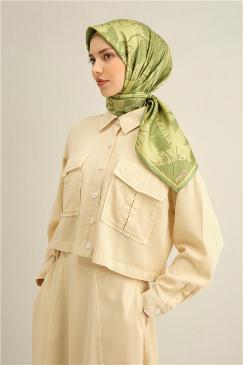 Armine Çiçek Desenli Saf İpek Twill Eşarp 9353D 56