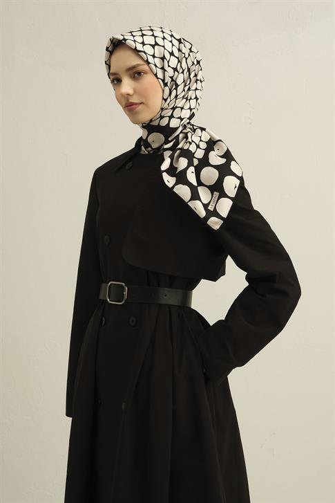 Armine Geometrik Desenli Saf İpek Twill Eşarp 9354D 80