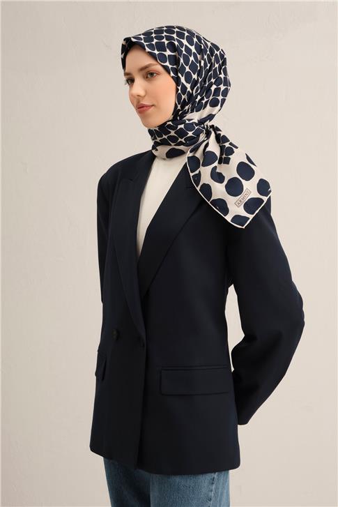 Armine Geometrik Desenli Saf İpek Twill Eşarp 9354D 81