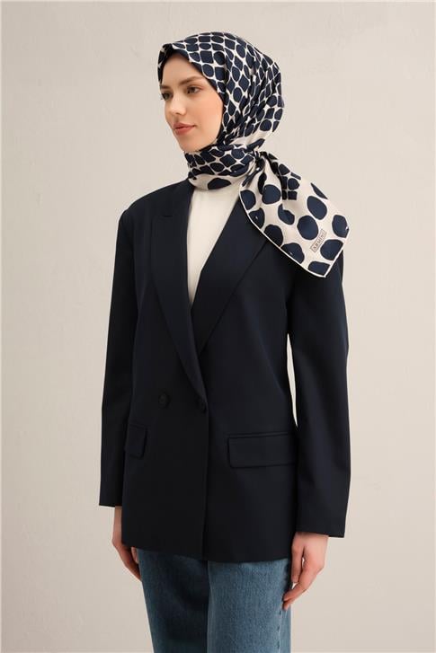 Armine Geometrik Desenli Saf İpek Twill Eşarp 9354D 81