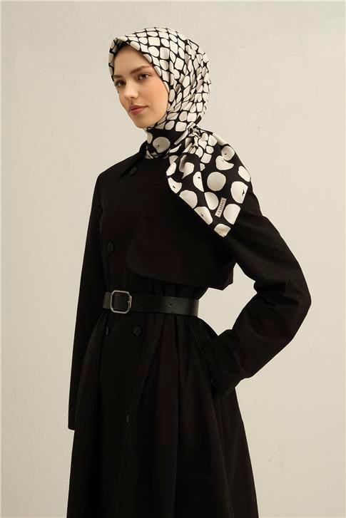 Armine Geometrik Desenli Saf İpek Twill Eşarp 9354D 82