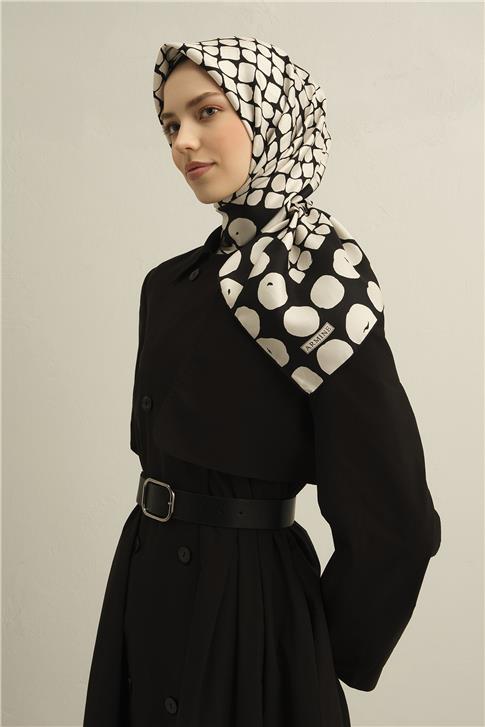 Armine Geometrik Desenli Saf İpek Twill Eşarp 9354D 82
