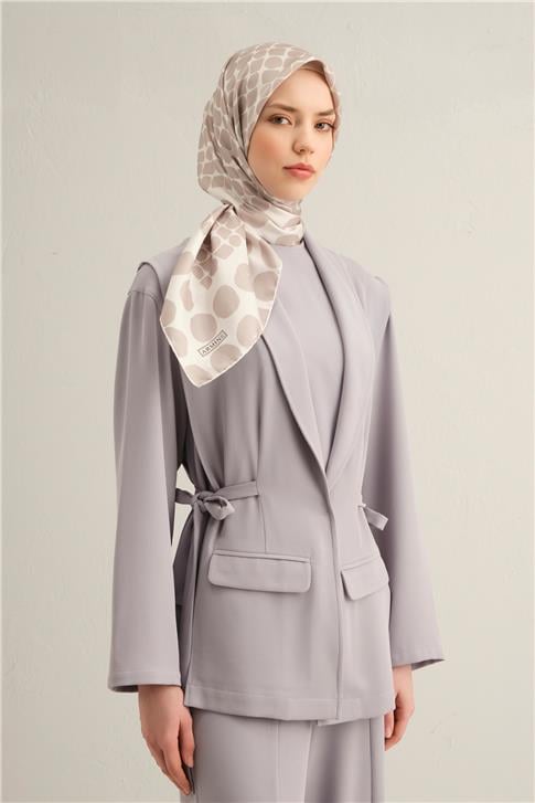 Armine Geometrik Desenli Saf İpek Twill Eşarp 9354D 83