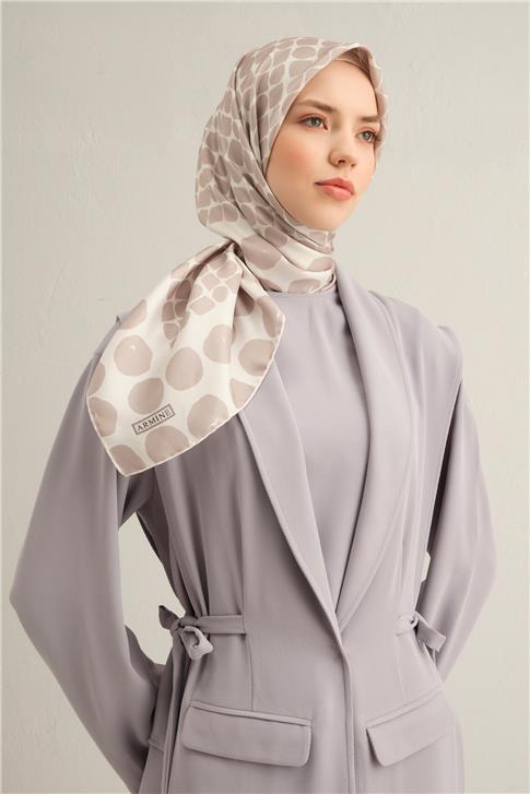 Armine Geometrik Desenli Saf İpek Twill Eşarp 9354D 83