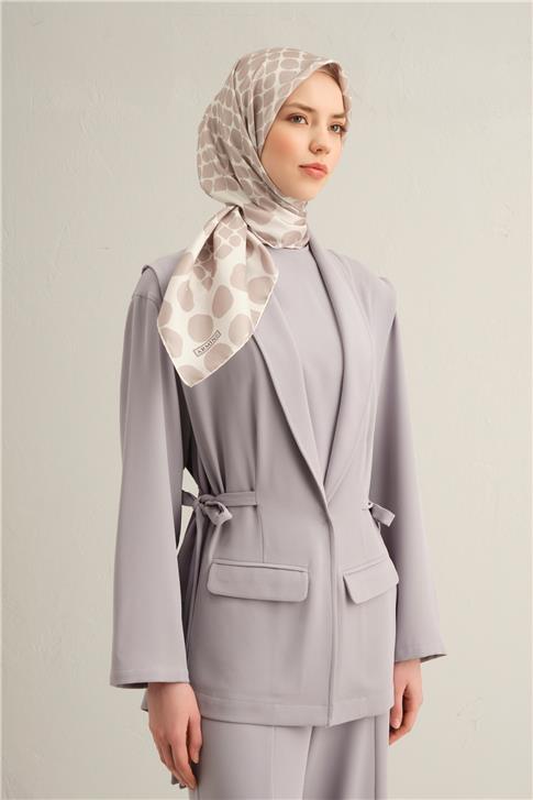 Armine Geometrik Desenli Saf İpek Twill Eşarp 9354D 83
