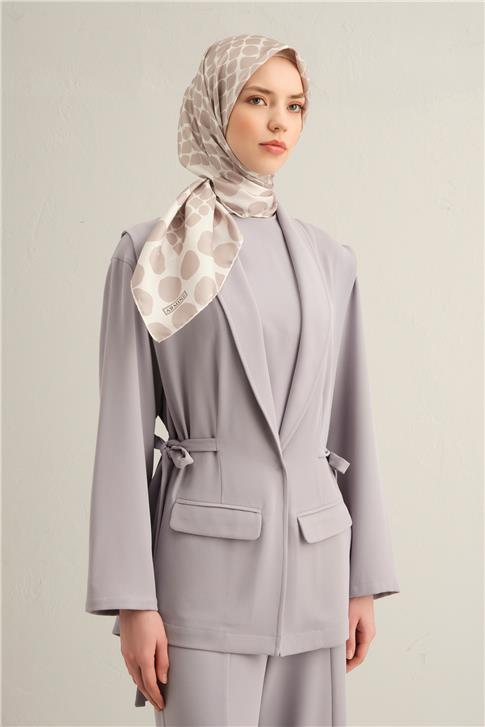 Armine Geometrik Desenli Saf İpek Twill Eşarp 9354D 83