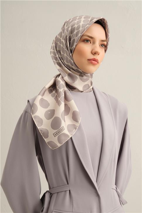 Armine Geometrik Desenli Saf İpek Twill Eşarp 9354D 84