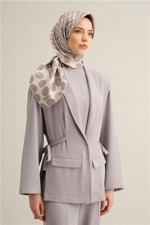 Armine Geometrik Desenli Saf İpek Twill Eşarp 9354D 84