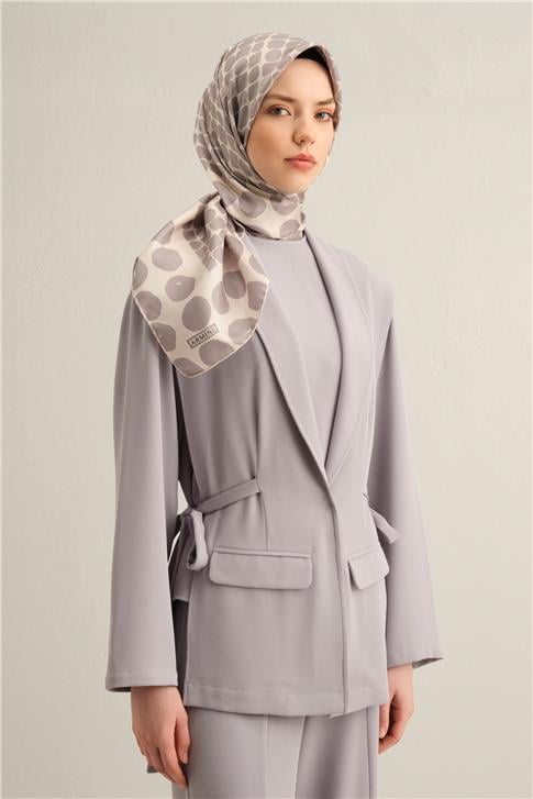 Armine Geometrik Desenli Saf İpek Twill Eşarp 9354D 84