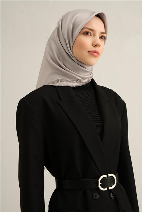 Armine Klasik Desenli Saf İpek Twill Eşarp 9357D 57