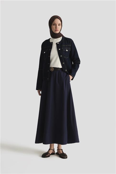 Armine Pamuklu Etek 25Y1837 LACİVERT