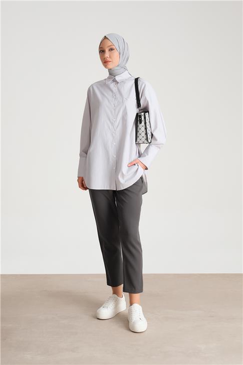 Armine Yüksek Bel Havuç Pantolon Ort2518 Gri