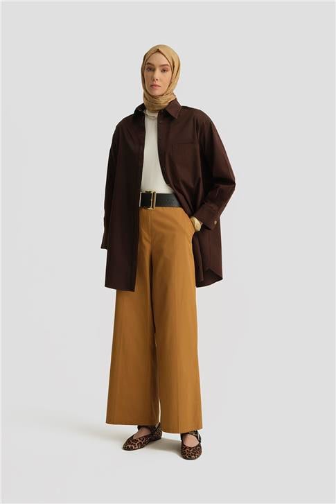 Armine Yüksek Bel Palazzo Pantolon 25Y2812 Sahra