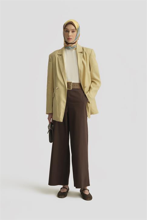 Armine Yüksek Bel Palazzo Pantolon 25Y2812 Acı Kahve