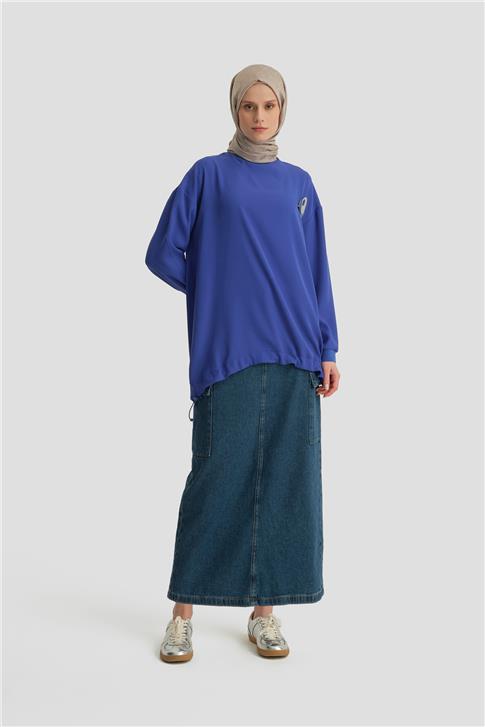Armine Broşlu Bluz Ort3100 Morcivert
