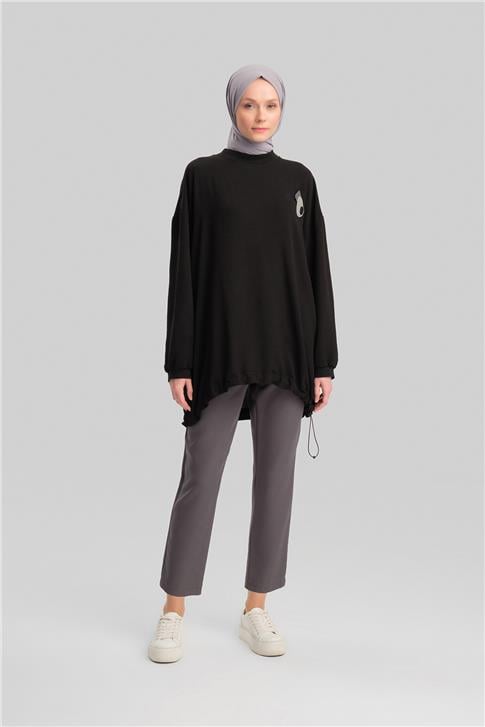 Armine Broşlu Bluz Ort3100 Siyah