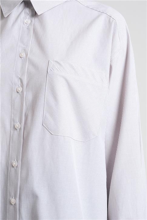 Armine Çizgili Gömlek Ort3440 Vizon