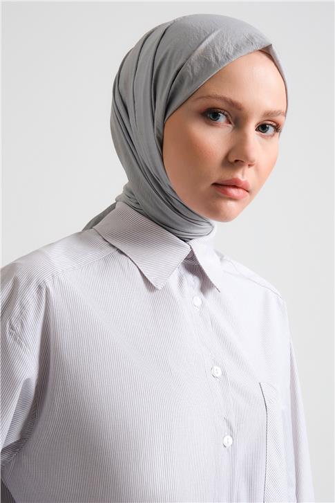 Armine Çizgili Gömlek Ort3440 Vizon