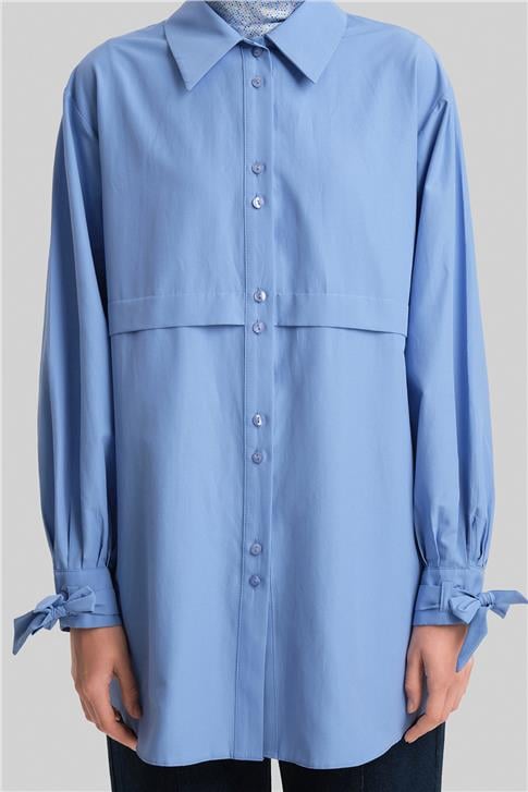 Armine Kol Detaylı Gömlek 23K3441 Açık Mavi