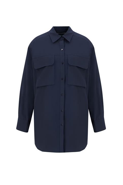 Armine Cepli Gabardin Gömlek Ceket 25K3603 Lacivert