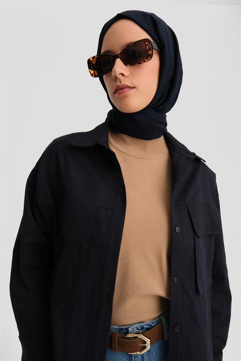 Armine Cepli Gabardin Gömlek Ceket 25K3603 Lacivert