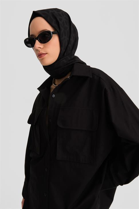 Armine Cepli Gabardin Gömlek Ceket 25K3603 Siyah