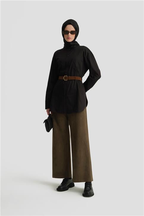 Armine Hakim Yakalı Tek Cepli Gömlek ORT3633 Siyah