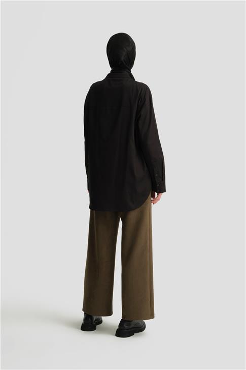 Armine Hakim Yakalı Tek Cepli Gömlek ORT3633 Siyah