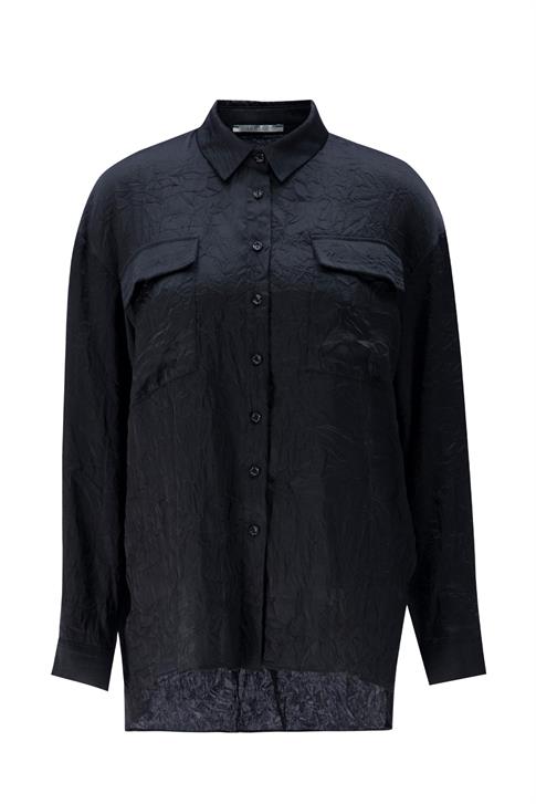 Armine Cep Kapaklı Oversize Gömlek ORT3634 Siyah